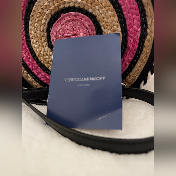 Rebecca Minkoff, woven pink straw circle bag, straw crossover bag - Picture 2 of 9
